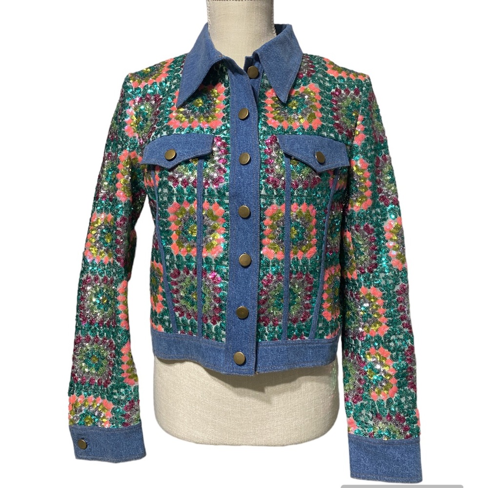 Manoush Sequin Denim Jacket - Picture 2 of 14